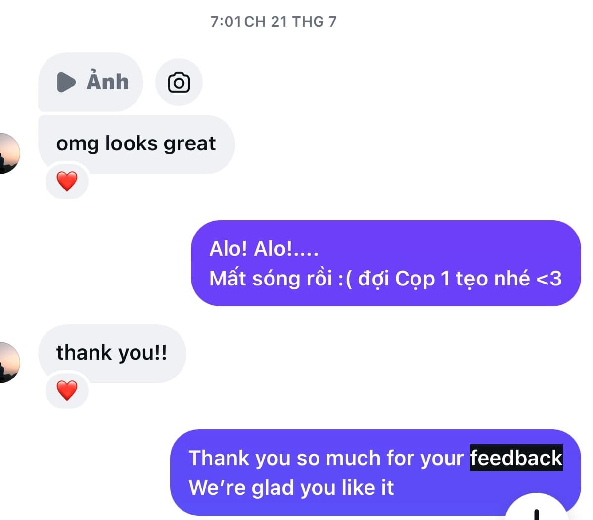 Feedback của khách